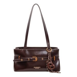 Coffee-colored medium-sized shoulder bag