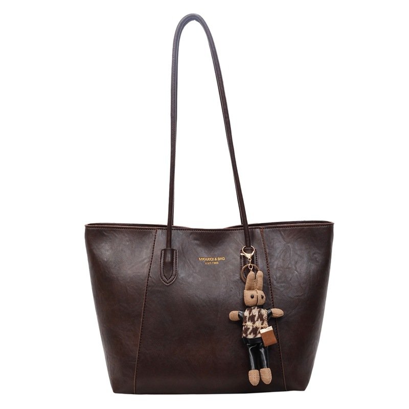 Coffee-colored medium tote bag