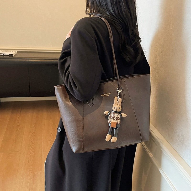 Coffee-colored medium tote bag - Image 2