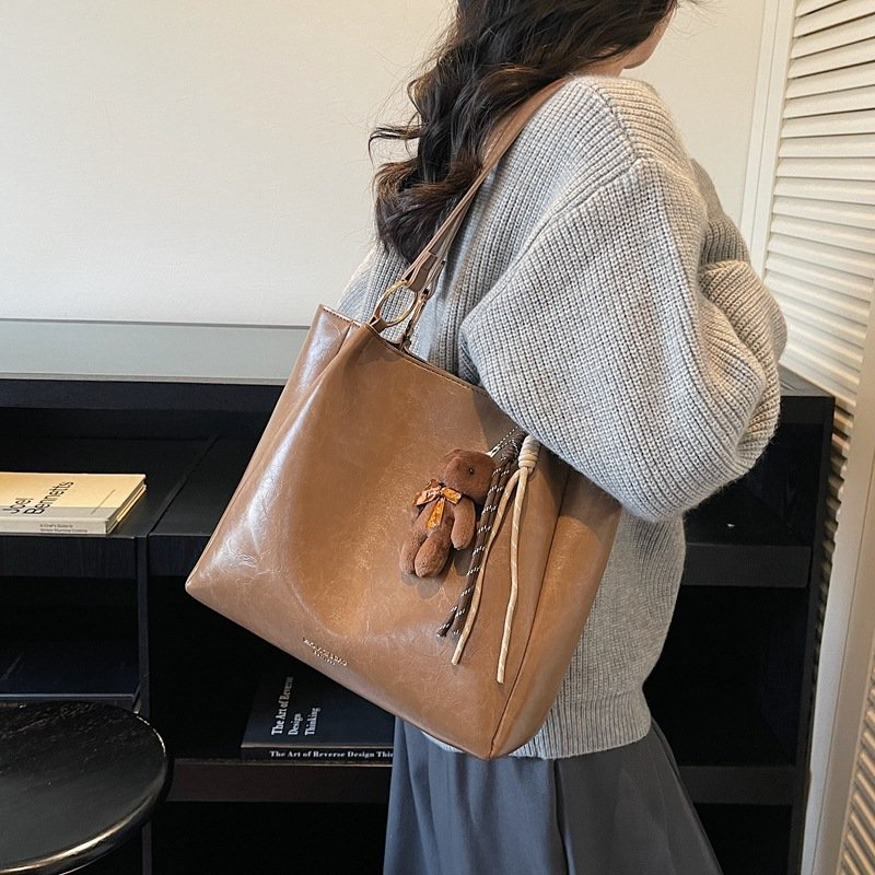 Khaki large tote bag - Image 2